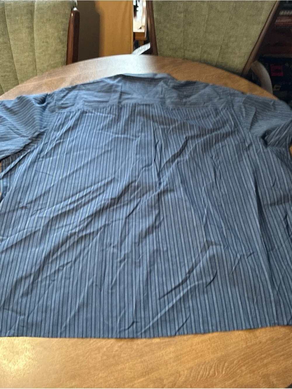 Harbor Bay 5xl Striped Button Up Short Sleeve Blue Casual